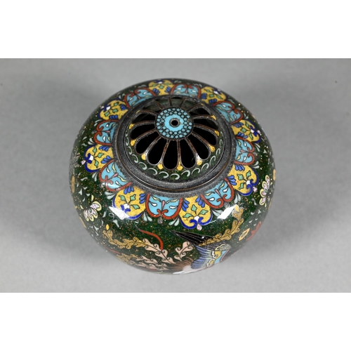 349 - A late 19th or early 20th century Chinese cloisonne blue ground vase decorated in polychrome enamels... 