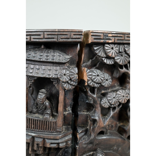 352 - A large late 18th or early 19th century Chinese hardwood (possibly Zitan) 'Orchid Pavillion' brush p... 