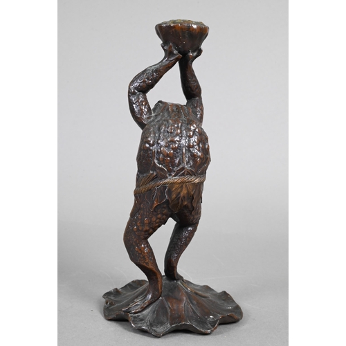 357 - Two 20th century Japanese spelter candlesticks modelled as Kappa, the reptilian kami/yokai from Japa... 