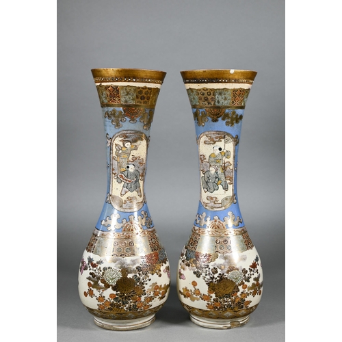 364 - A pair of late 19th century Japanese Satsuma style vases, Meiji period (1868-1912) painted and gilde... 