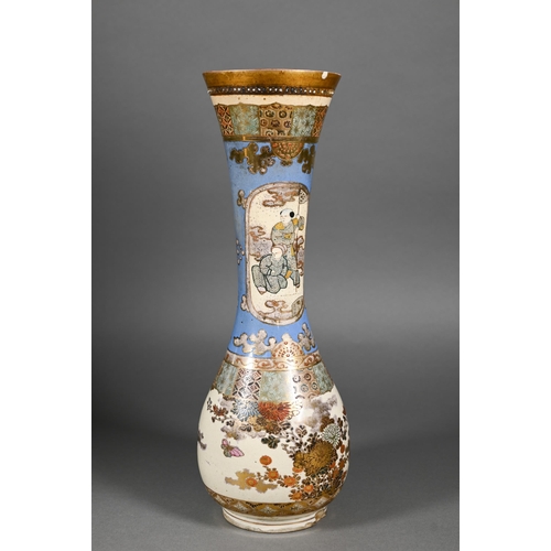 364 - A pair of late 19th century Japanese Satsuma style vases, Meiji period (1868-1912) painted and gilde... 