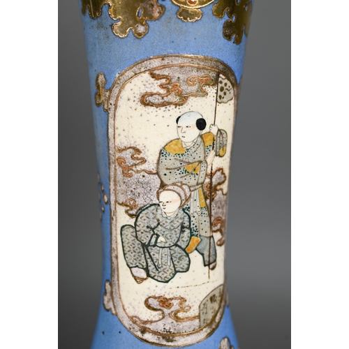 364 - A pair of late 19th century Japanese Satsuma style vases, Meiji period (1868-1912) painted and gilde... 