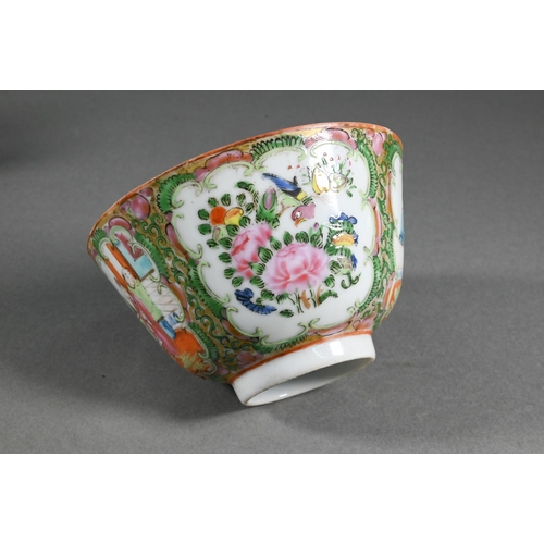 370 - A collection of 19th century Chinese Canton famille rose ceramics including six teacups, nine saucer... 