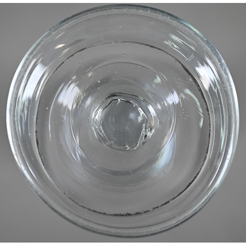 531 - A Georgian drinking glass with bell bowl, with bubble to base, plain stem and domed foot with folded... 