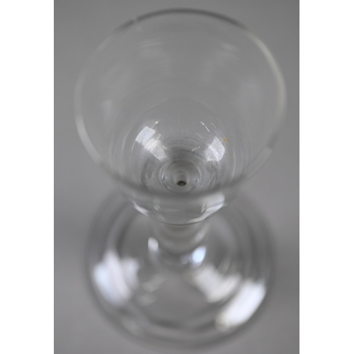 537 - A cordial glass with ogee bowl on double-knop baluster stem with conical folded foot, 13.4 cm to/w t... 