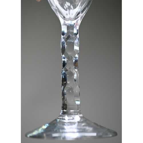 549 - An Atlantis (Portugal) cut glass square decanter with blue glass stopper and silver collar, Broadway... 