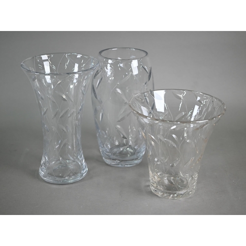 552 - Clyne Farquharson: three leaf-pattern vases, signed and dated (19)39/40 (one undated), 18 cm/24 cm/2... 