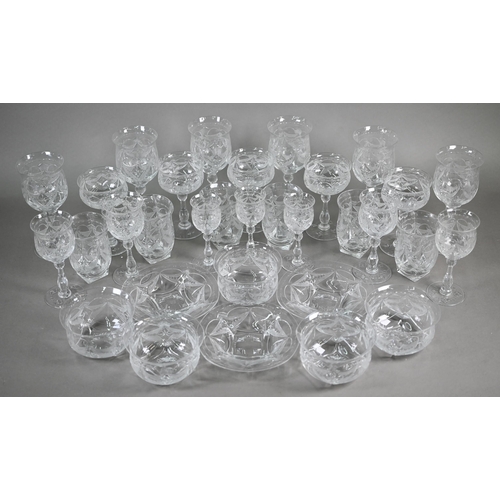 555 - A part suite of Webb cut drinking glasses and other matching wares, comprising six each red wine, ch... 