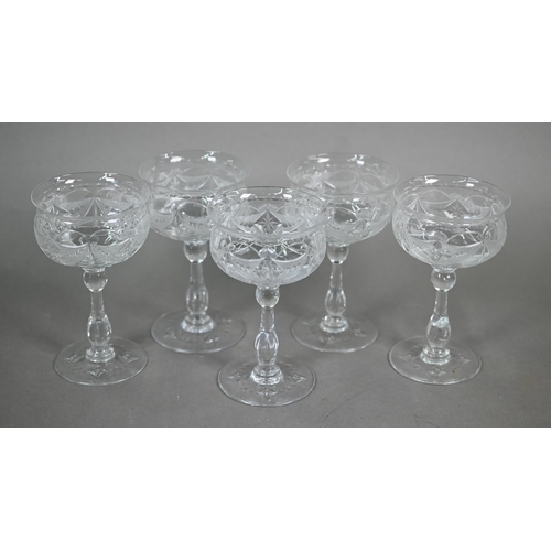 555 - A part suite of Webb cut drinking glasses and other matching wares, comprising six each red wine, ch... 