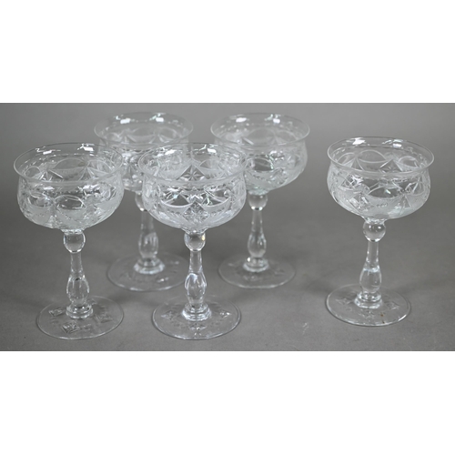 555 - A part suite of Webb cut drinking glasses and other matching wares, comprising six each red wine, ch... 