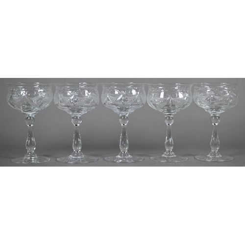 555 - A part suite of Webb cut drinking glasses and other matching wares, comprising six each red wine, ch... 