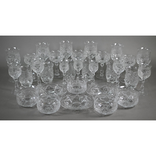 555 - A part suite of Webb cut drinking glasses and other matching wares, comprising six each red wine, ch... 