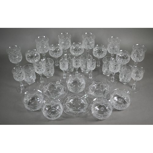 555 - A part suite of Webb cut drinking glasses and other matching wares, comprising six each red wine, ch... 