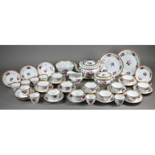 602 - A Regency Staffordshire china part tea service with floral painted and gilded decoration, comprising... 