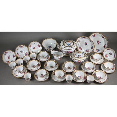 602 - A Regency Staffordshire china part tea service with floral painted and gilded decoration, comprising... 