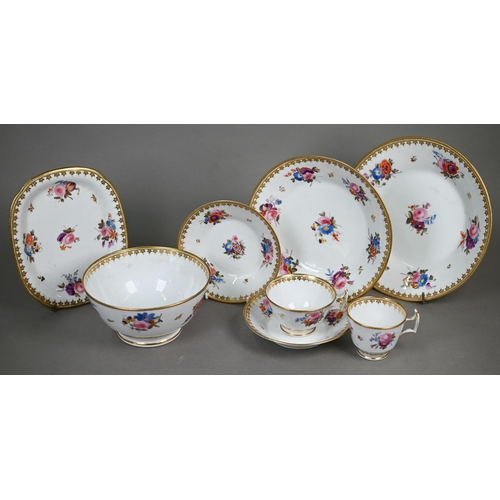 602 - A Regency Staffordshire china part tea service with floral painted and gilded decoration, comprising... 