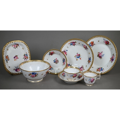 602 - A Regency Staffordshire china part tea service with floral painted and gilded decoration, comprising... 