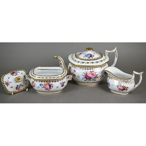 602 - A Regency Staffordshire china part tea service with floral painted and gilded decoration, comprising... 