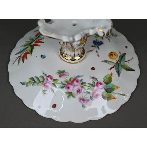 603 - An early 19th century Staffordshire china dessert service, finely-painted with floral specimens, fru... 