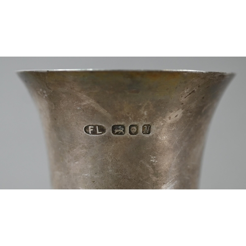 77 - Frances Loyen: a silver beaker with flared rim and gilt interior, the base pierced and decorated wit... 