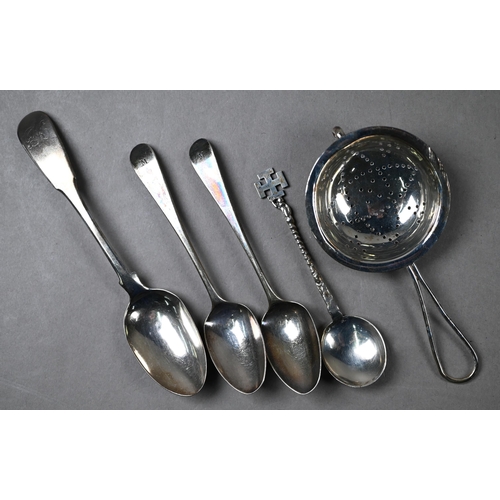 82 - Various oddments of silver, including two pairs of sugar tongs, a pair of silver and mother of pearl... 