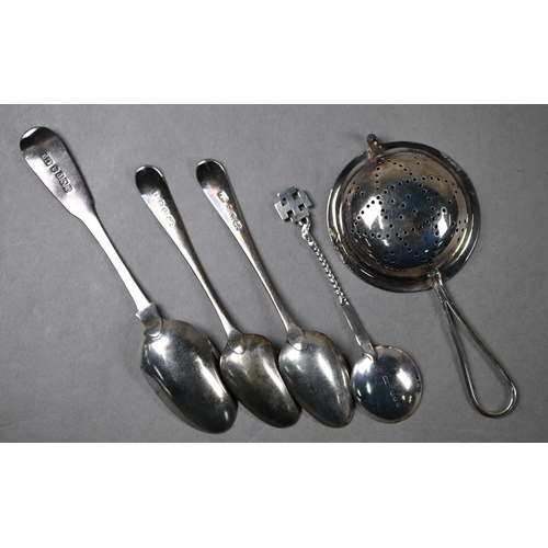 82 - Various oddments of silver, including two pairs of sugar tongs, a pair of silver and mother of pearl... 