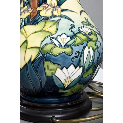 587 - A Moorcroft 'Lamia' table lamp, 27 cm high (to top of ceramic), c/w shade