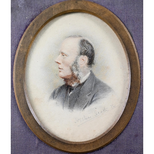 1023 - A Victorian watercolour portrait miniature of a gentleman, signed Henry Charles Heath in Monroe co. ... 