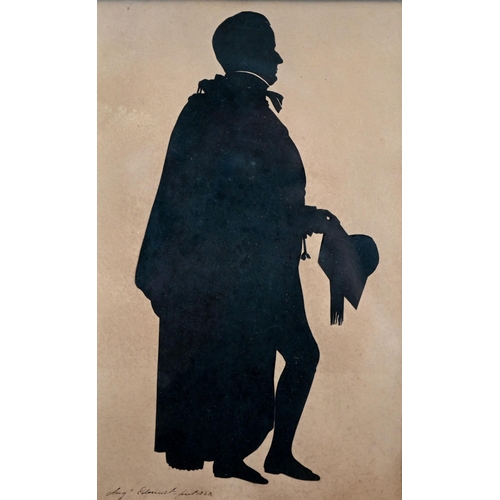 1024 - Six Augustine Edouart full-length silhouettes of gentlemen characters, including schoolmaster, pries... 