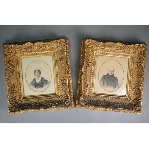 1028 - A pair of early Victorian portraits of an elderly lady and gentleman, Jacques Augustin Crenze (1756 ... 