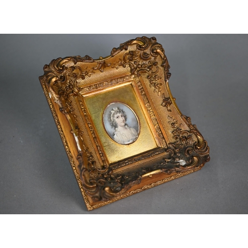 1029 - A portrait miniature on ivory of a lady, Sarah Myles Browne (née Boelefeur(?)) 1772 - 1844; label on... 