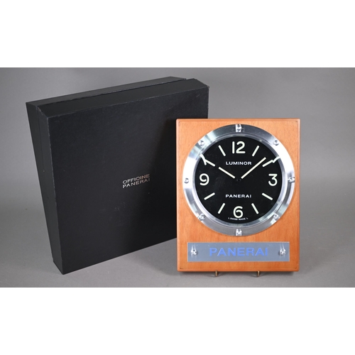 1153 - WITHDRAWN A Panerai Luminor (Italy) wall clock, wood/steel with quartz movement, no OP6677, with box... 