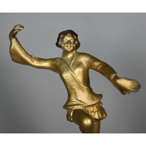 1167 - An Art Deco gilt-patinated bronzed figure of a dancing girl, unsigned, 12 cm high