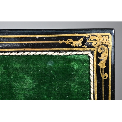 1169 - A Jennens & Bettridge Patent Inlaid Gems papier maché trinket box with decorated glass lid, over... 