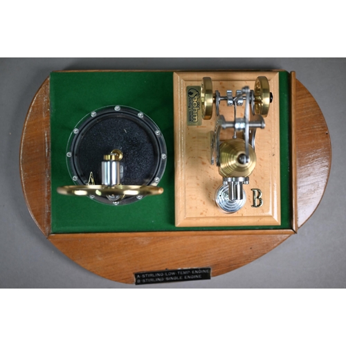 1179 - A Stirling low temperature Engine and a Stirling Single Engine, together in one glazed display case