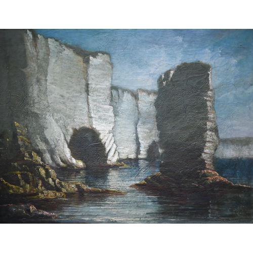 665 - William Pye (1855-1934) - 'The Turfrick Rock, Swanage Bay' and 'The Pinnacle Rock, Swanage Bay', oil... 