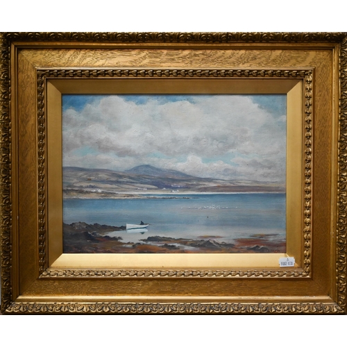 679 - J Aitken - 'Port St Mary Bay, Isle of Man', oil on board, signed lower right, 23.5 x 33 cmProv - Pai... 