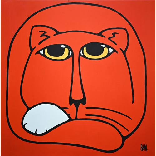 705 - Bruce McKay (20th century) - Red cat with white paw, oil on canvas, signed with initials lower right... 