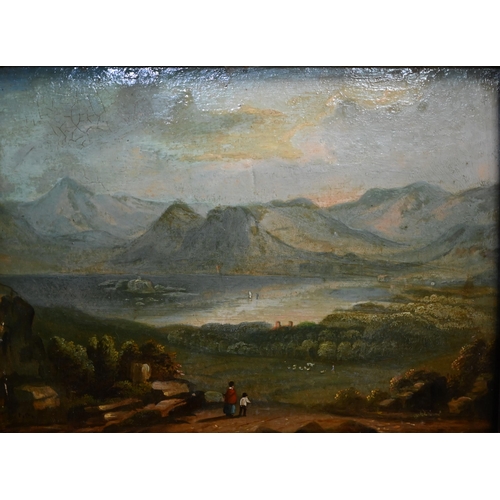 714 - 18th century English school - A pair of landscape views, oil on panel, 15 x 20 cm (2)Requiring re-fr... 