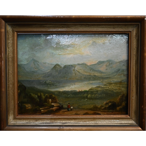 714 - 18th century English school - A pair of landscape views, oil on panel, 15 x 20 cm (2)Requiring re-fr... 