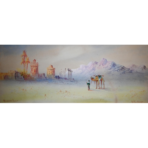 717 - Anton Purigini - A pair of watercolours - 'Algerian Ruin' and 'Temple of Baalbec', signed lower righ... 