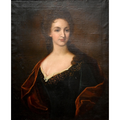 733 - Manner of Michael Dahl - Portrait of Mary Elizabeth Jervoise, oil on canvas laid on board, 75 x 61 c... 