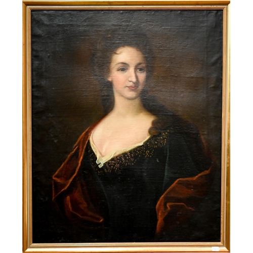 733 - Manner of Michael Dahl - Portrait of Mary Elizabeth Jervoise, oil on canvas laid on board, 75 x 61 c... 