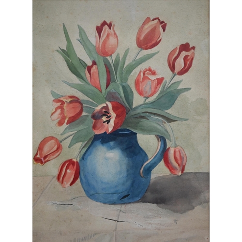 741 - H Fawkes - 'The yellow bowl', still life flower study, oil on board, signed and dated 1948 lower rig... 