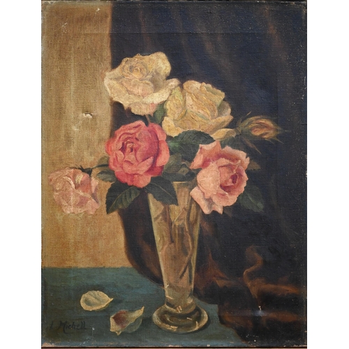 742 - Six various unframed floral still life studies, circa 1930s-1950s, some indistinctly signed, 26 x 38... 