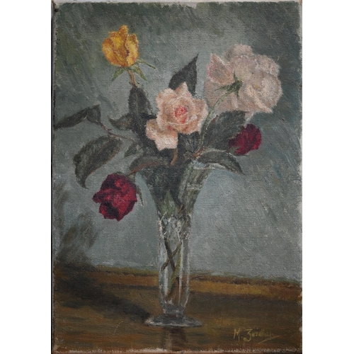 742 - Six various unframed floral still life studies, circa 1930s-1950s, some indistinctly signed, 26 x 38... 