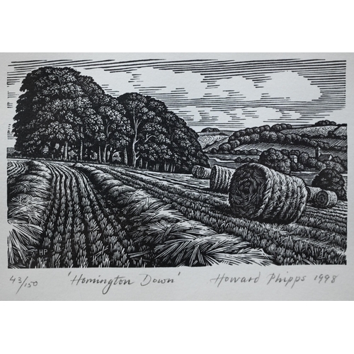 746 - Howard Phipps (b 1954) - Three wood engravings - 'Chalk Stream', ltd ed 12/100, 11.5 x 11 cm; 'Homin... 