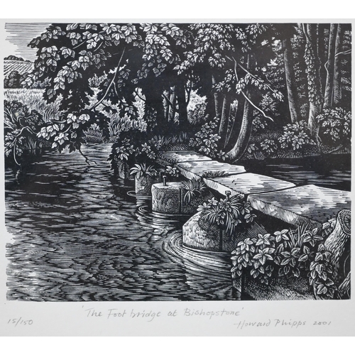 746 - Howard Phipps (b 1954) - Three wood engravings - 'Chalk Stream', ltd ed 12/100, 11.5 x 11 cm; 'Homin... 