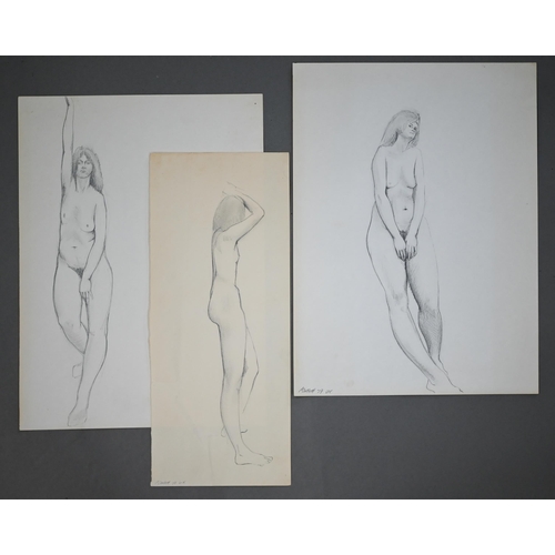 749 - Peter Corlett - Three pencil sketches of a female nude, signed and dated 1979 (folio)