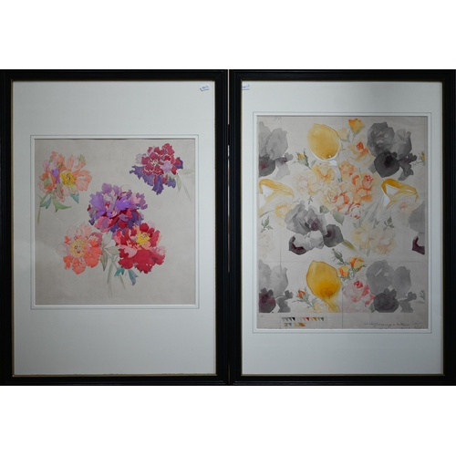 767 - Two preparatory watercolour studies for wallpaper designs, with pencil notes, 58 x 47 cm (2)